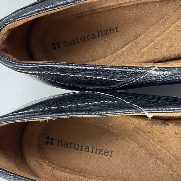 Naturalizer Noland Black Leather Loafer Shoes Mary Jane Flats Career 8.5 Wide - Picture 5 of 11